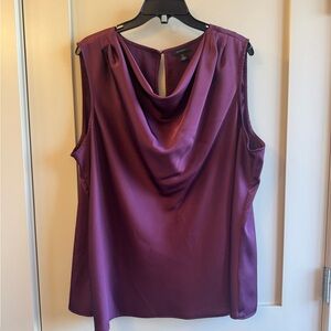 Halogen Satin Plum Sleeveless Blouse